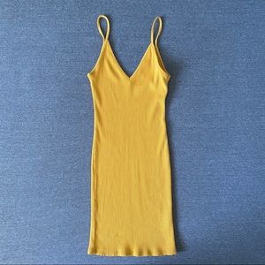 Yellow Ribbed Bodycon Dress Size Small